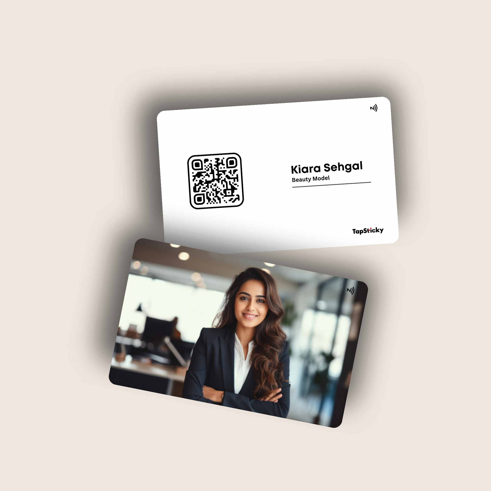 Fynk NFC Business Card – full-face image, tap to share your contact, customizable and universal by TapSticky