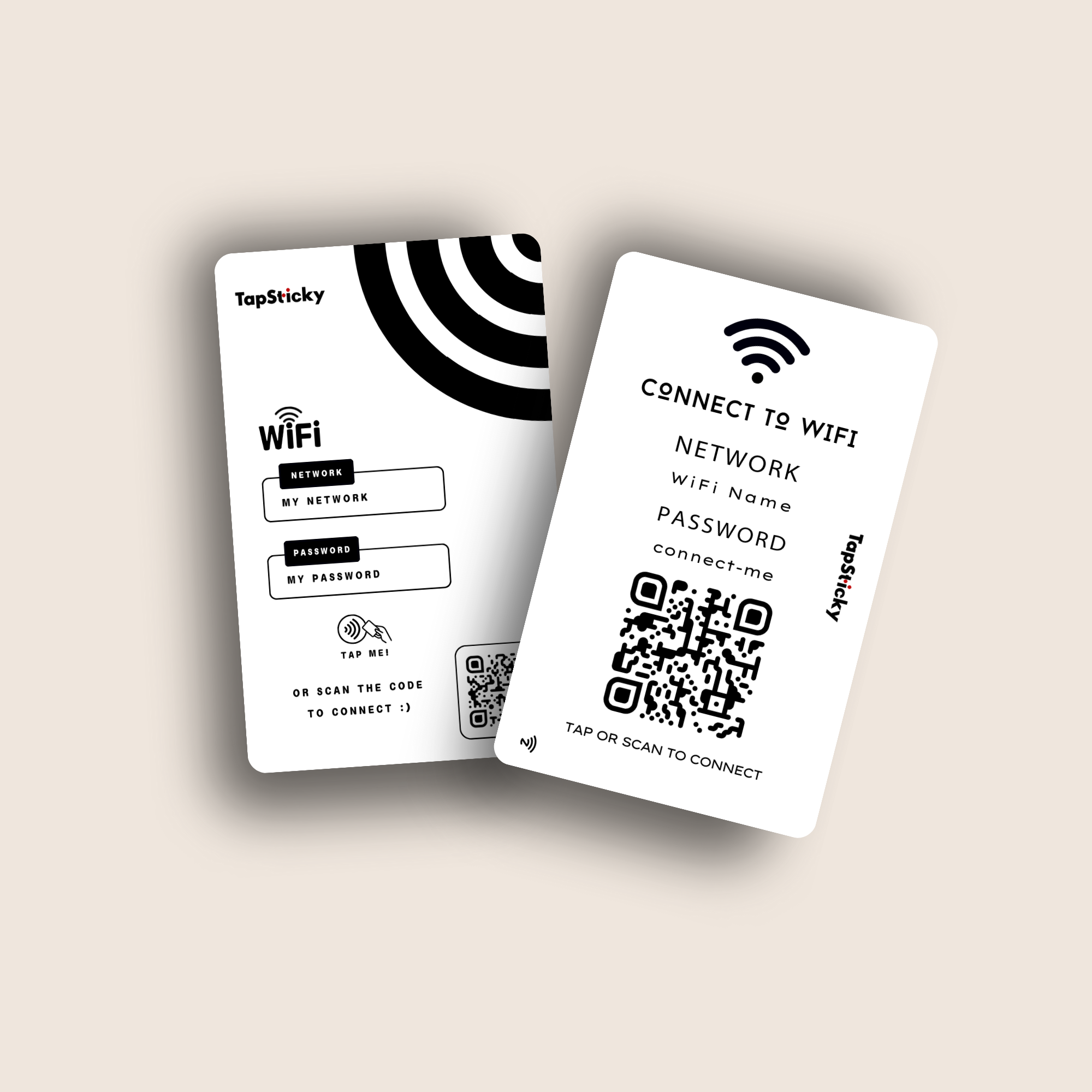 StickyFi-Blink NFC WiFi Sticker – black, tap to connect, minimal card or sticker by TapSticky