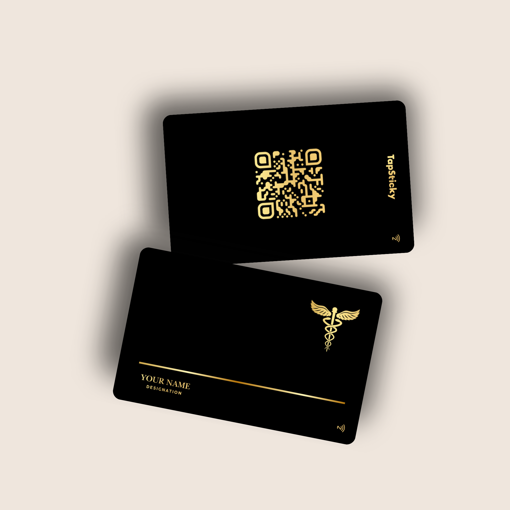 TapHeal NFC Medical Business Card – gold NFC card for doctors, clinics, and wellness by TapSticky
