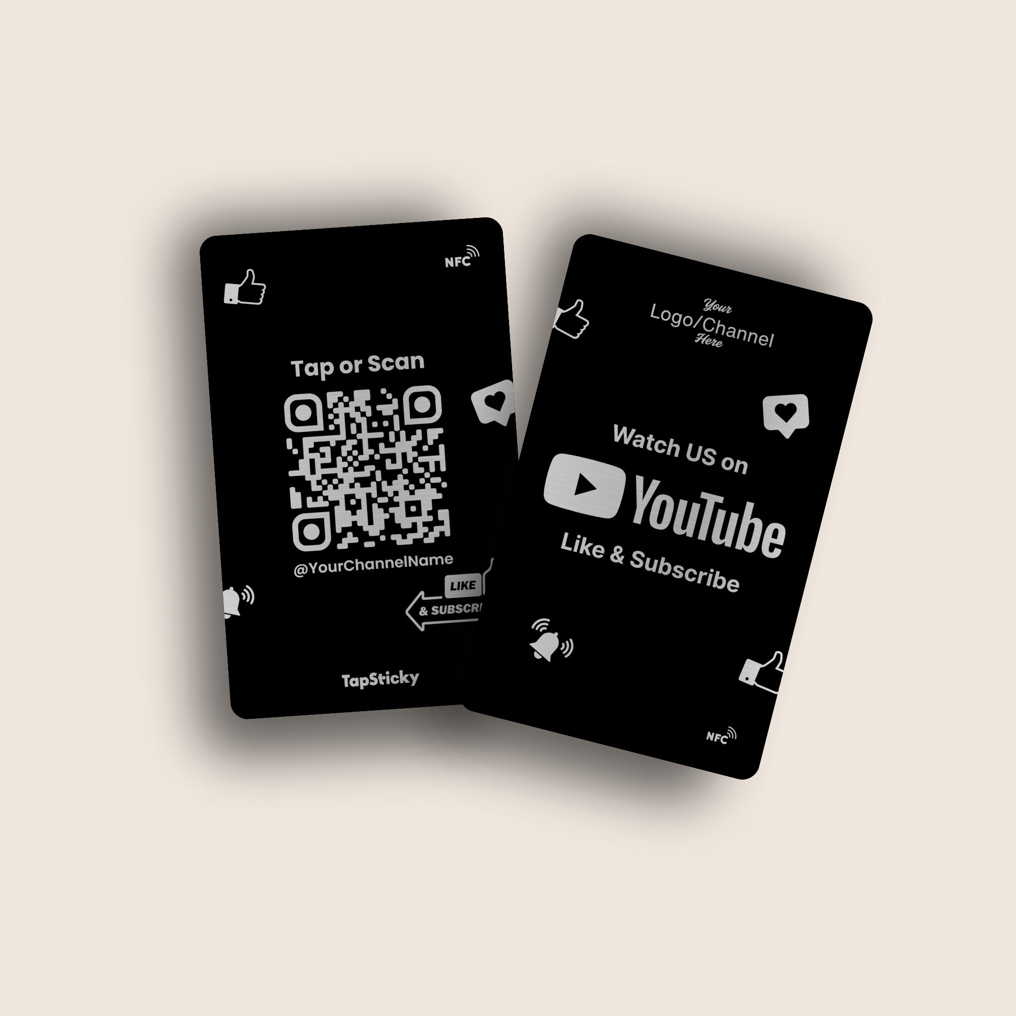 TapTube NFC YouTube Card – side angle, custom branding for creators by TapSticky