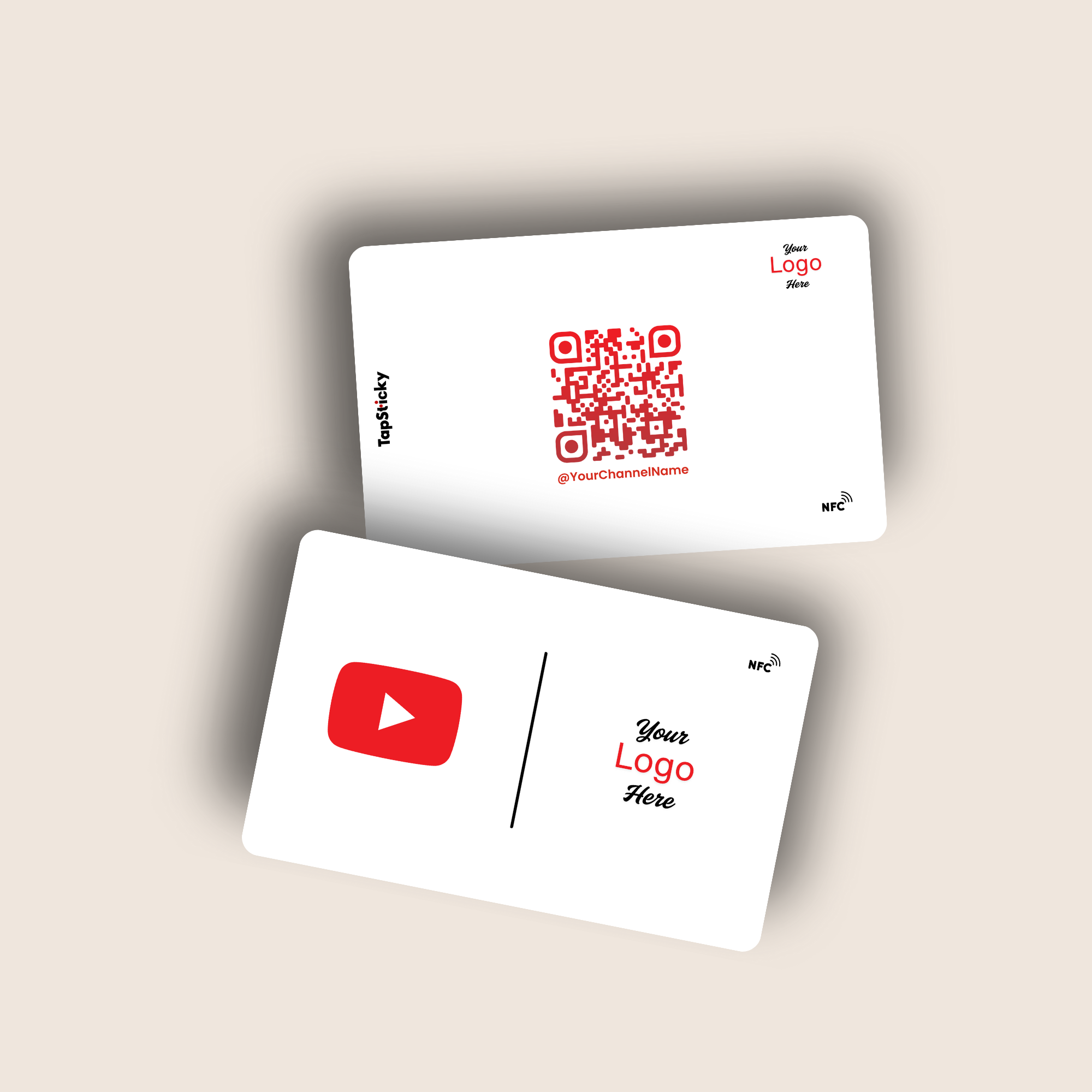YouTap NFC YouTube Channel Card – instant channel sharing, dual connect (NFC+QR), personalized by TapSticky