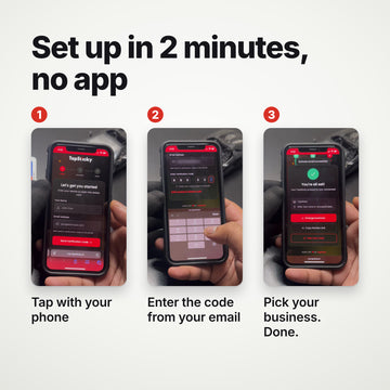 Phone screens of the two-minute setup