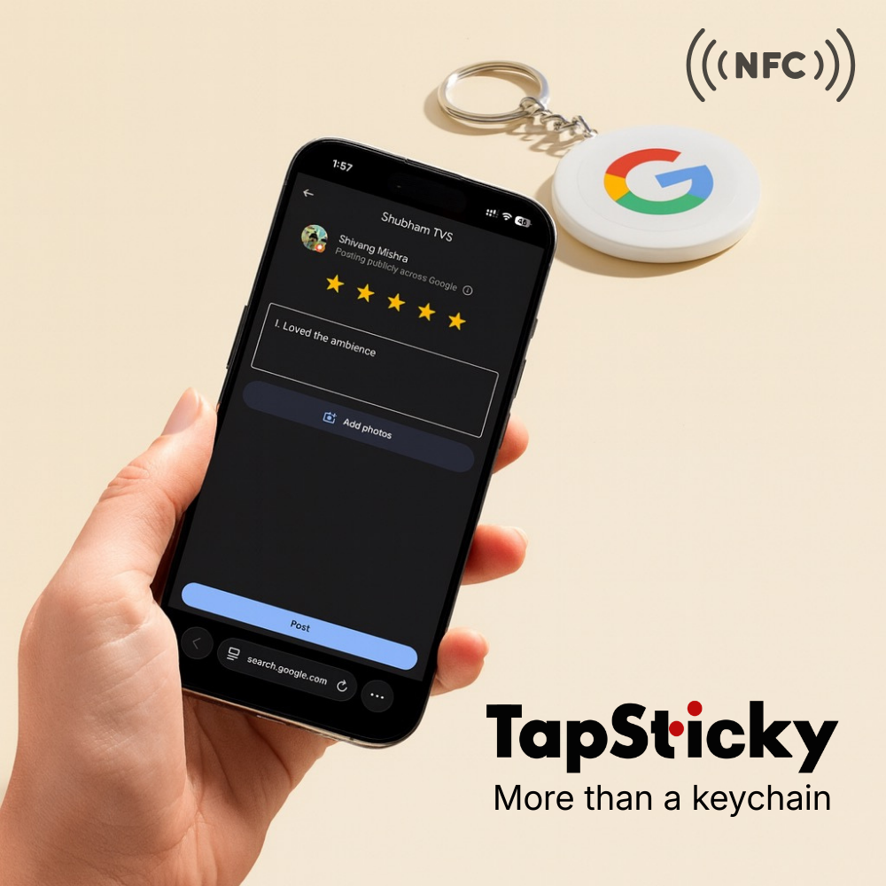 TapSticky Premium Google Review NFC Keychain – Elevate Your Brand Instantly