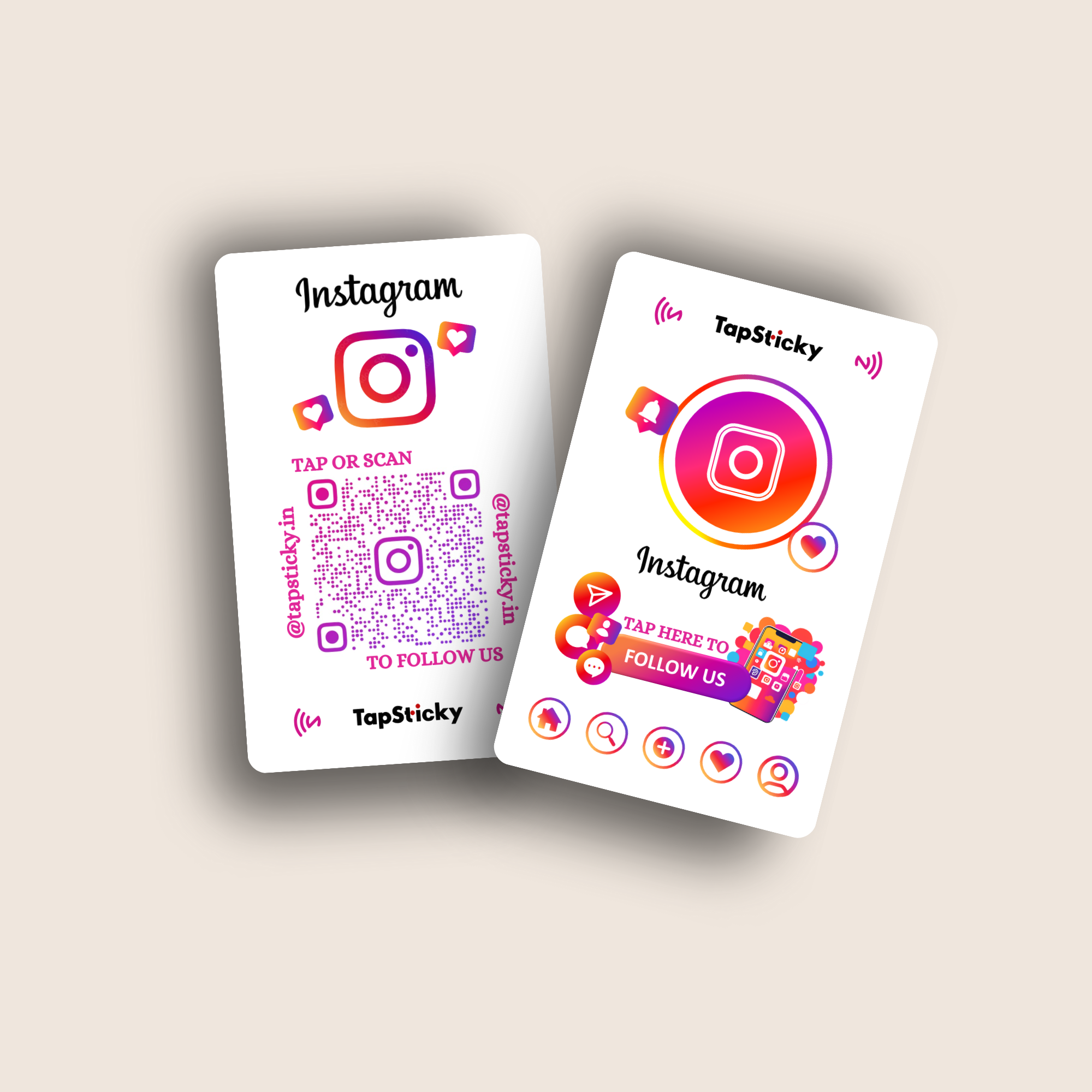 InstaLink NFC Instagram Review Card – multicolor, tap or scan for instant Instagram connection by TapSticky