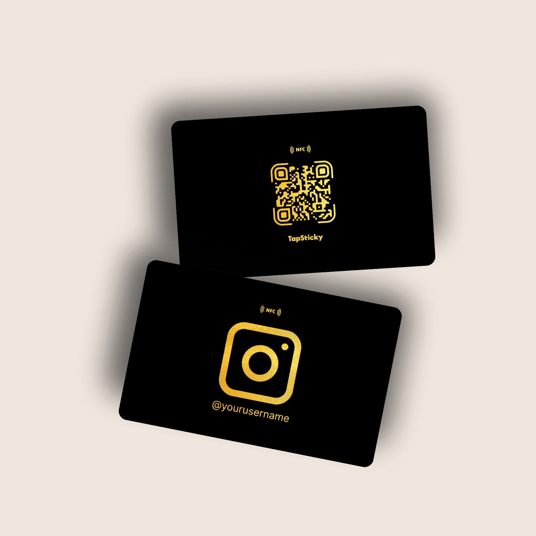 InstaNoir NFC Instagram Card – tap to follow, premium matte-black card, personalized by TapSticky