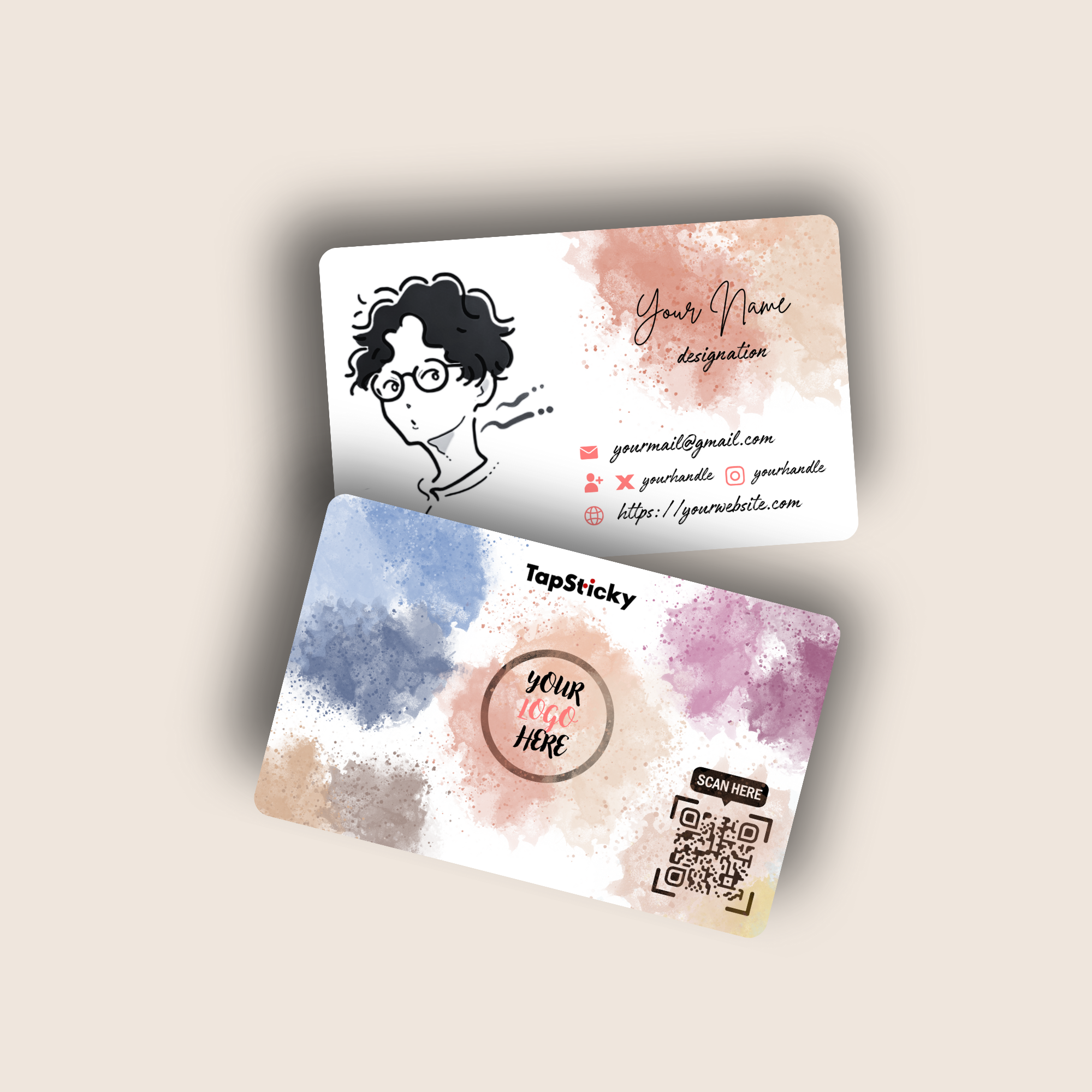 PaperMuse PVC NFC Business Card – white and gold, smart digital card for professionals