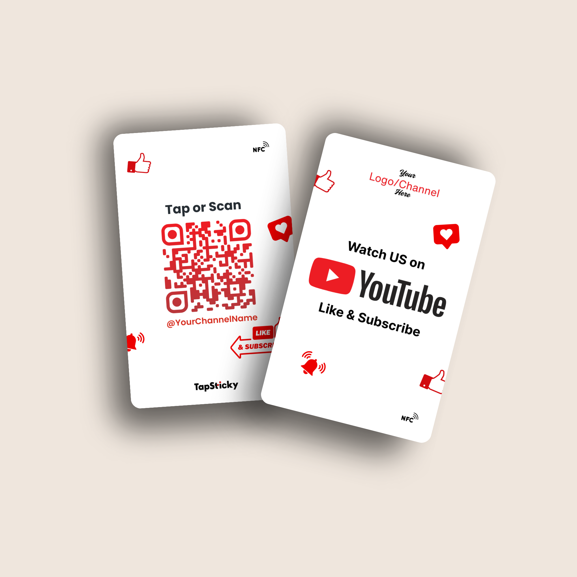 TapTube NFC YouTube Card – tap to share and subscribe instantly, personalized channel card by TapSticky