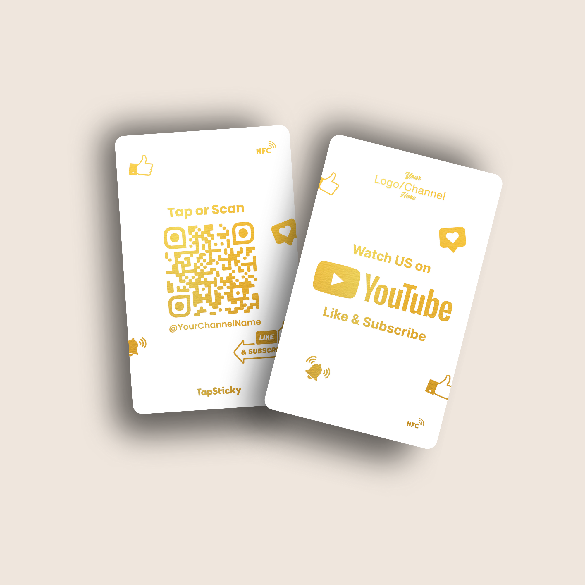 TapTube NFC YouTube Card – card in hand, demo sharing, NFC YouTube subscriber card by TapSticky