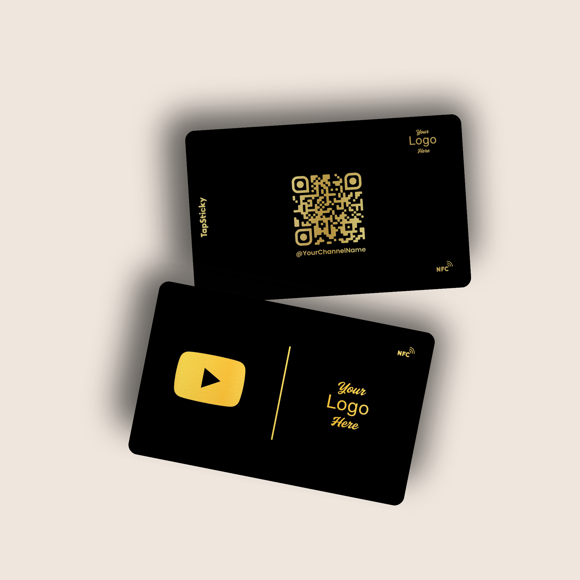 YouTap NFC YouTube Card – black and gold edition, tap to share channel, creator smart card by TapSticky