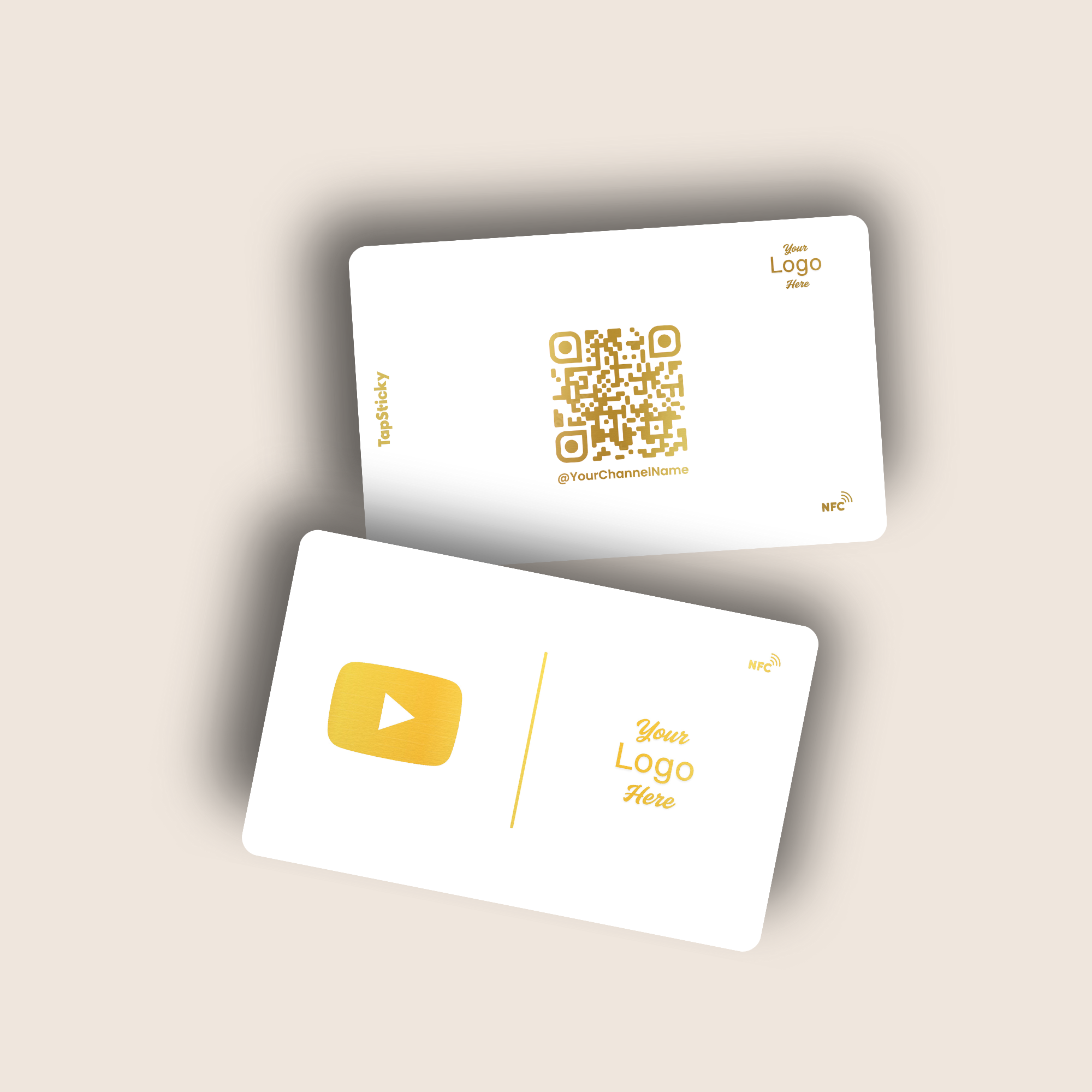 YouTap NFC YouTube Card – gold edition, premium tap-to-subscribe channel card by TapSticky